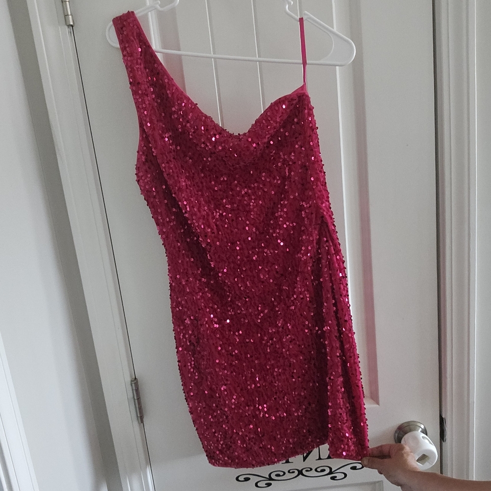 Hot pink mini dress L